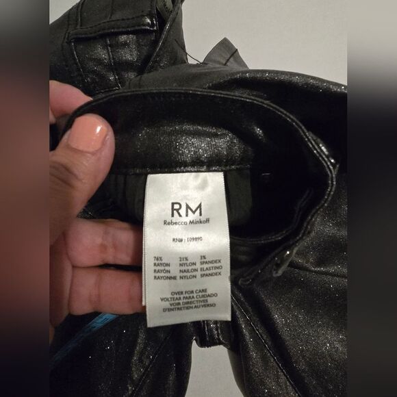 Rebecca Minkoff Black Metallic Pants Size 10 - Picture 5 of 11